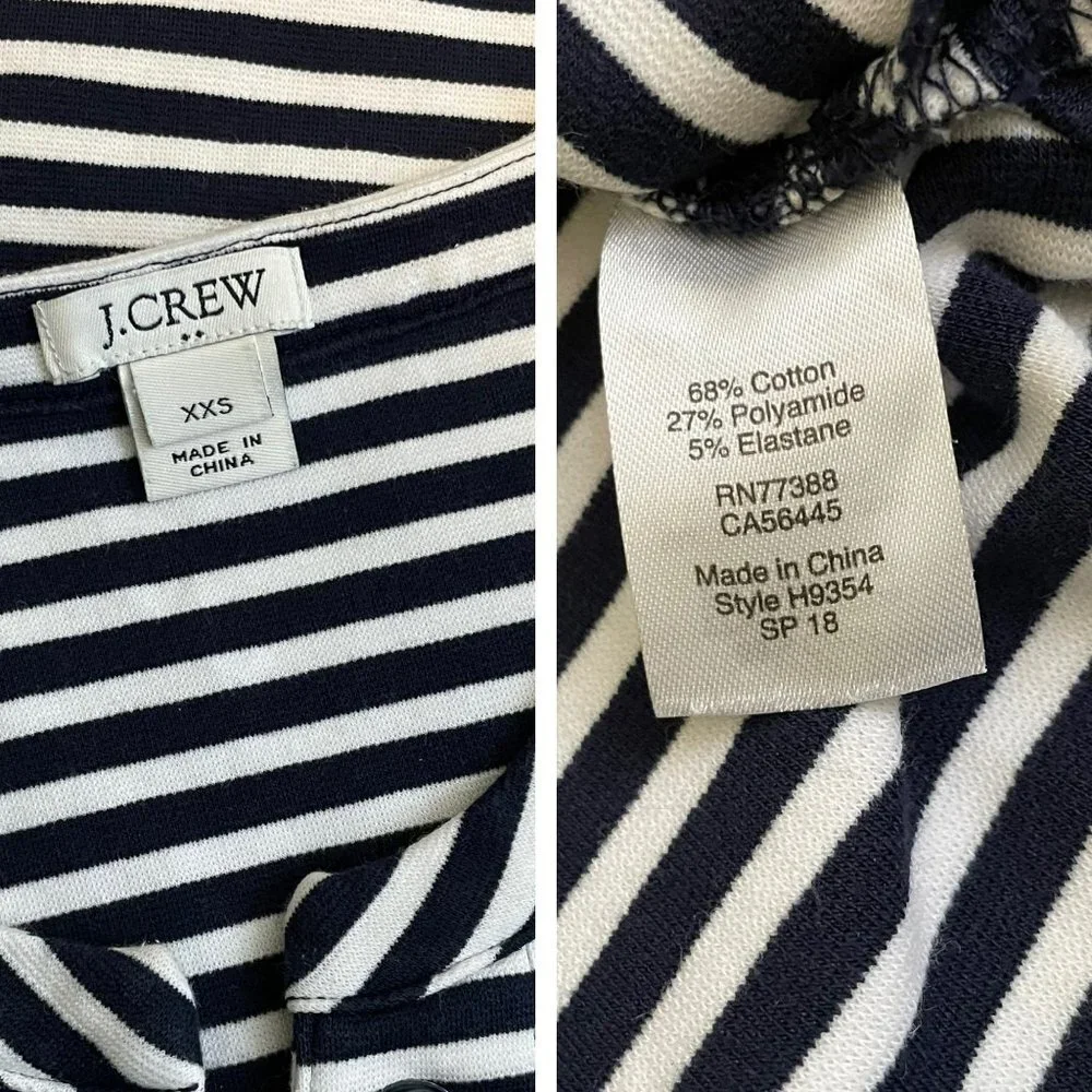 J. Crew Size XXS Stripe Lace Up Shift Knit Dress Blue White - Picture 7 of 7